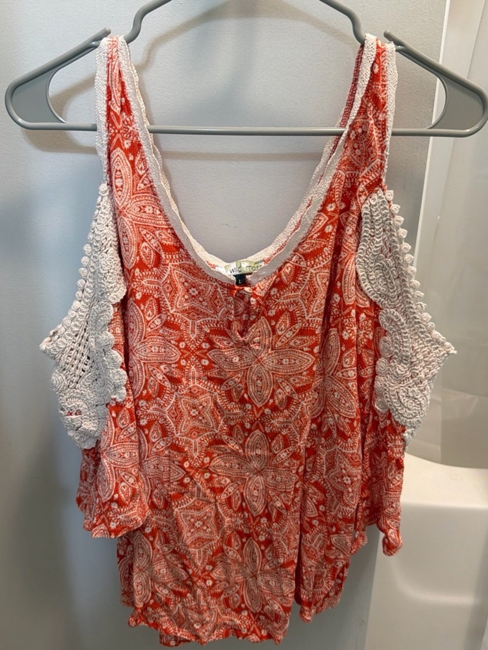 Red Paisley Crochet-Trim Tank Top